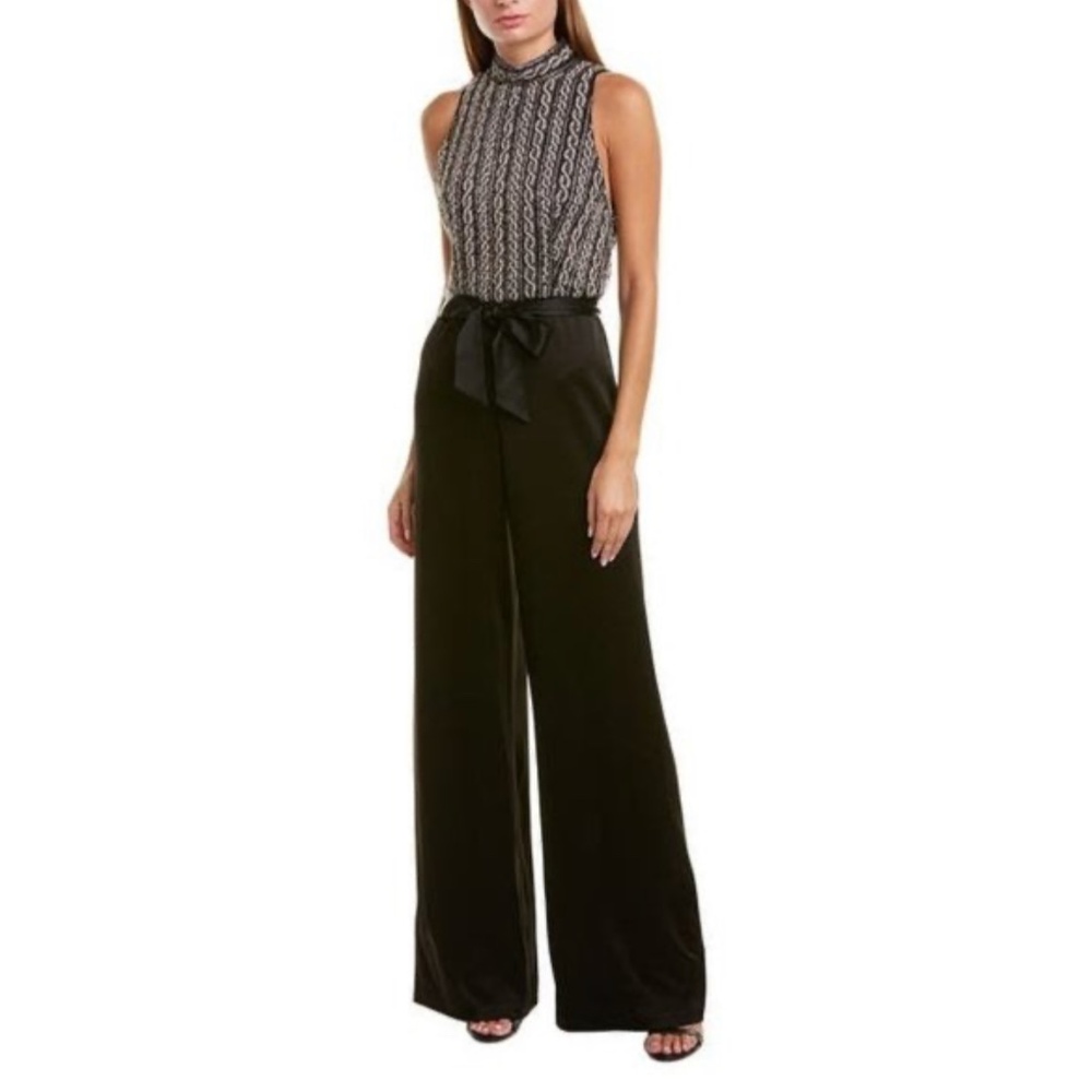 Alice and Olivia Embellished Black Evening Jumpsuit - Size 10